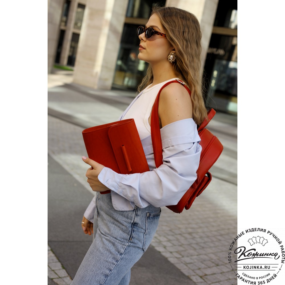 Кожаный ежедневник на кольцах "Самуэль" (красный)